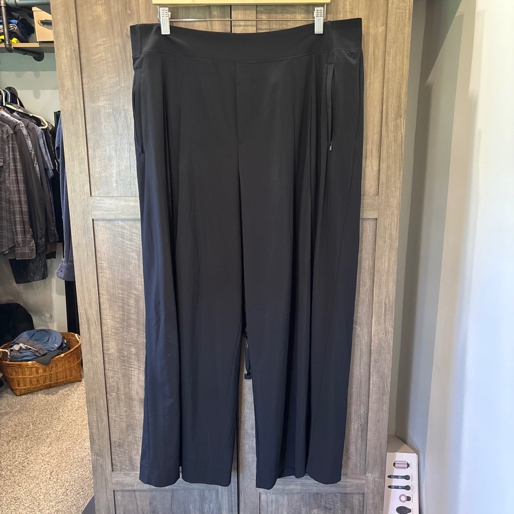 Athleta Brooklyn Wide Leg Pants Black High Rise Stretch Trousers Womens 18
